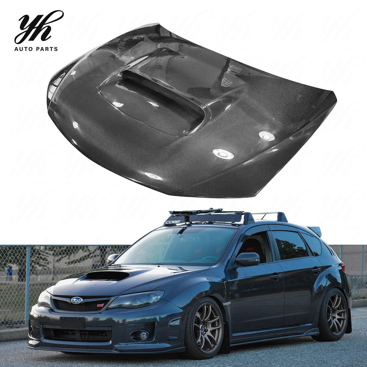 New 2008-2014 for Impreza GRB GVB WRX STI OEM Style Carbon Fiber Hood Bonnet with High Gloss Finish and Easy Installation