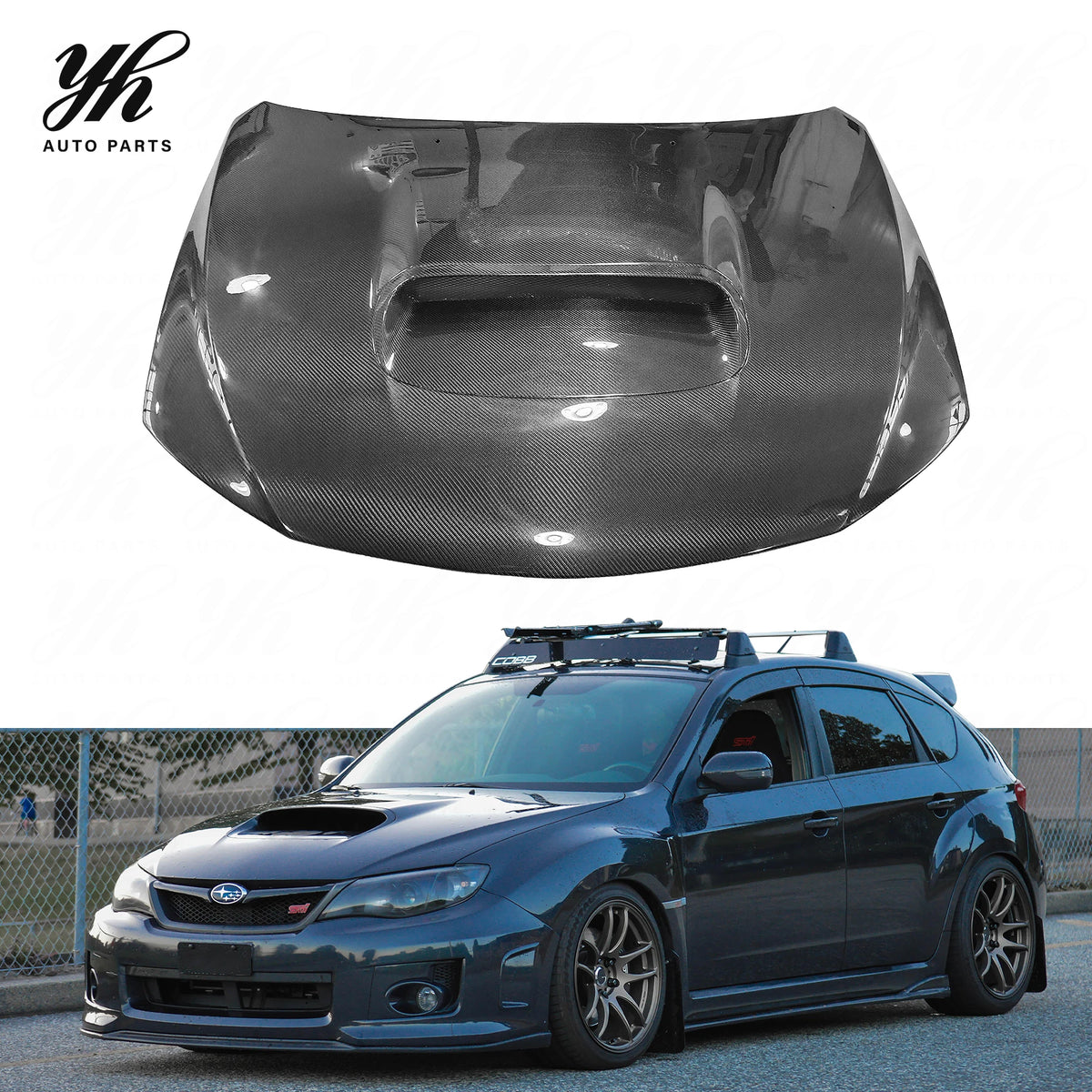 New 2008-2014 for Impreza GRB GVB WRX STI OEM Style Carbon Fiber Hood Bonnet with High Gloss Finish and Easy Installation