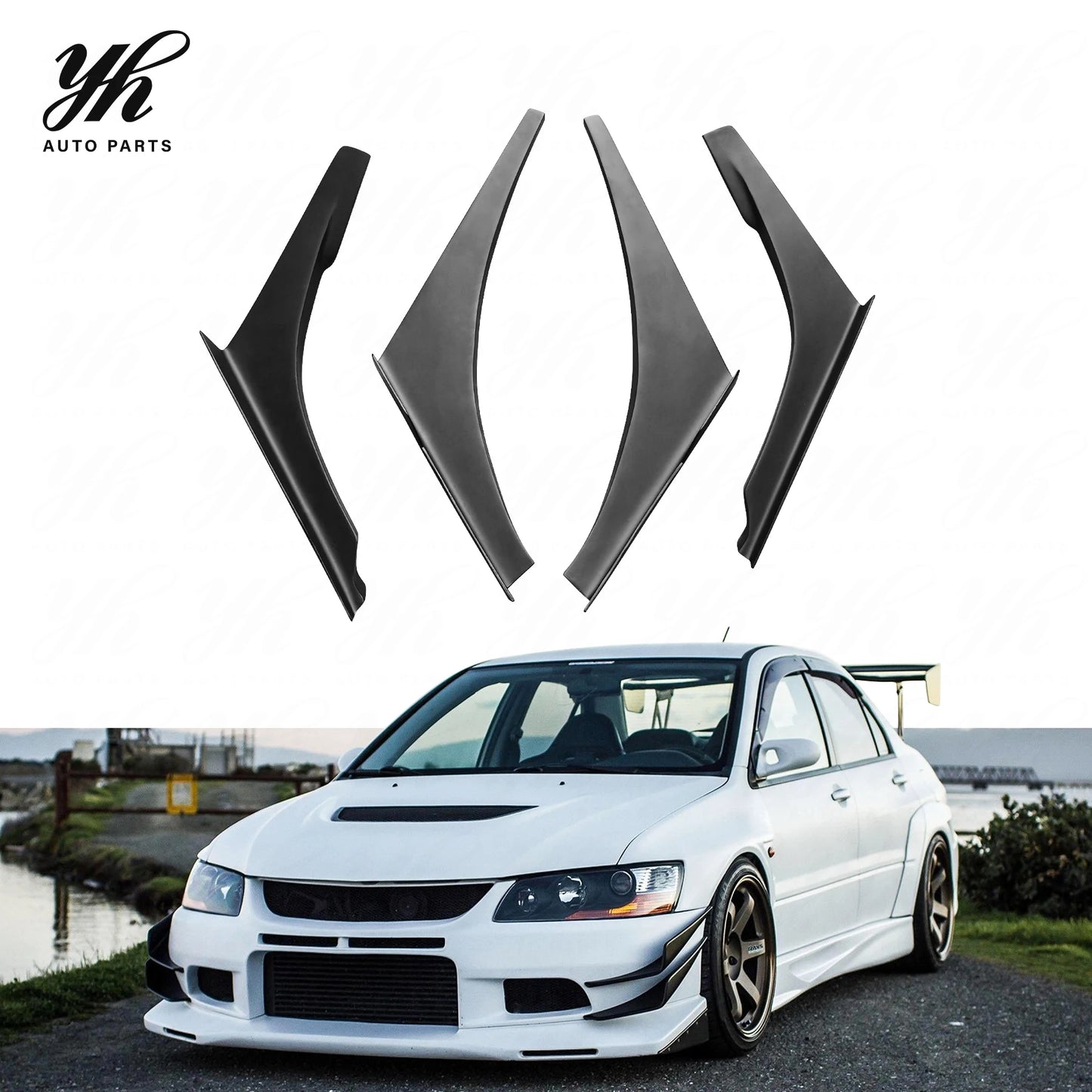 4pcs FRP Track Canards for Lancer Evolution 7-9 EVO Custom Performance Enhancement Model