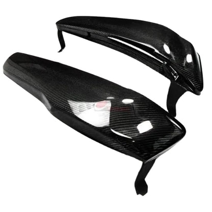 Black Carbon Fiber High Gloss Vented Headlight Block off Panel Pair for Mitsubishi Lancer Evolution EVO 10